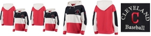 Soft As A Grape Women's Navy and Red Cleveland Indians Rugby Pullover Hoodie